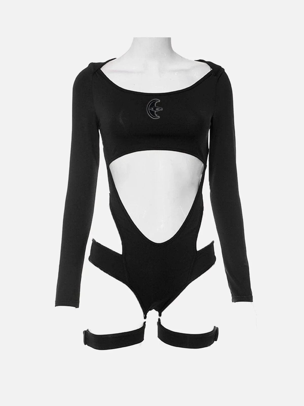 NEV Cutout Turtleneck Zipper Button Bodysuit