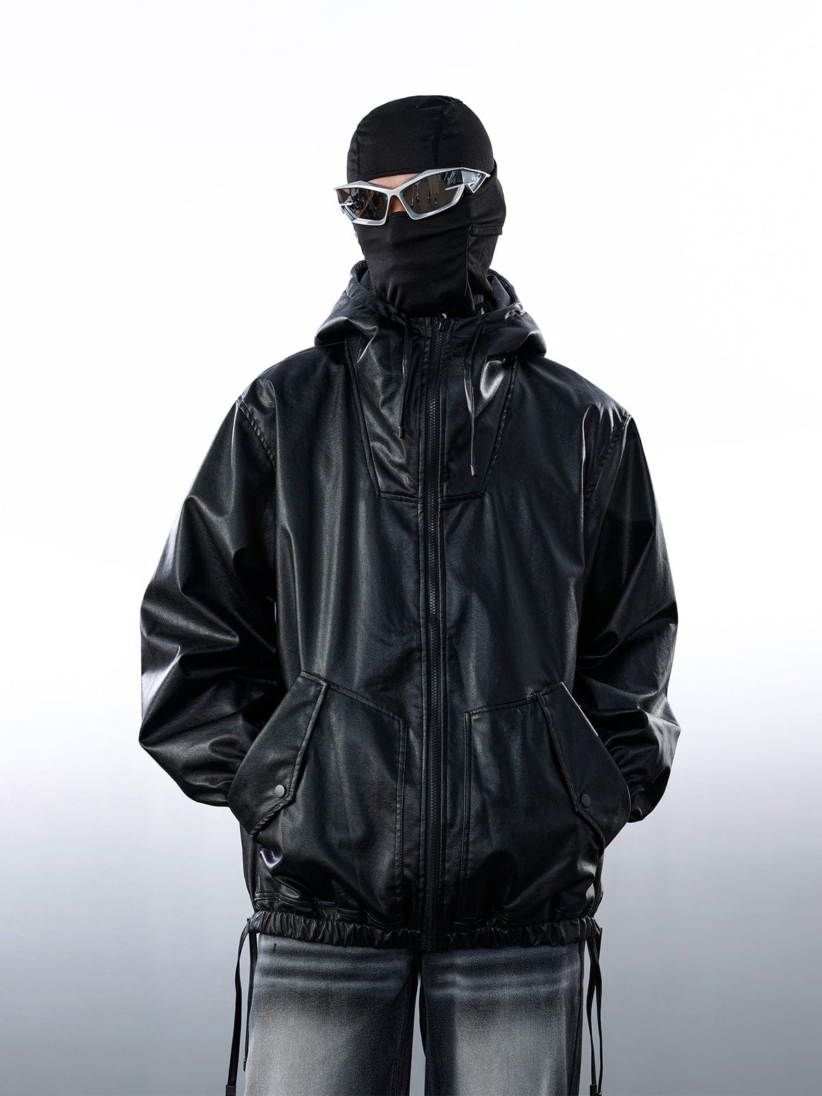 NEV Streetwear Hooded Leather Jacket