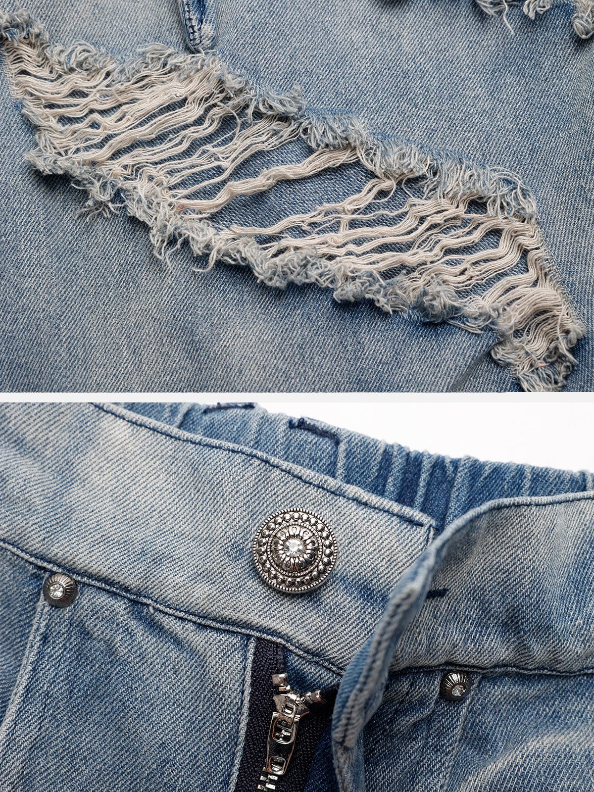 🔥NEV Holes Washed Streamers Shorts