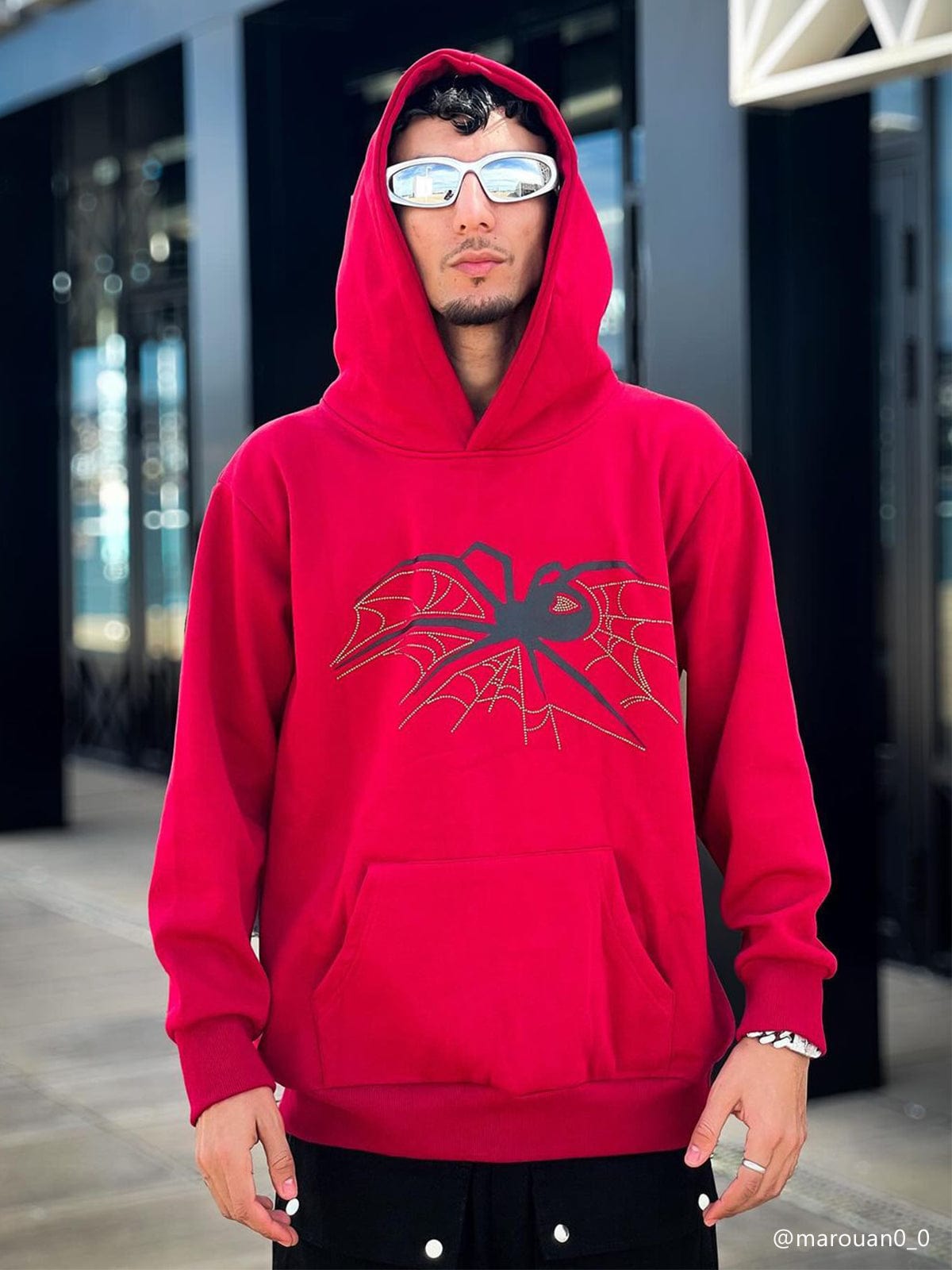 NEV Spider Hotfix Rhinestones Print Hoodie