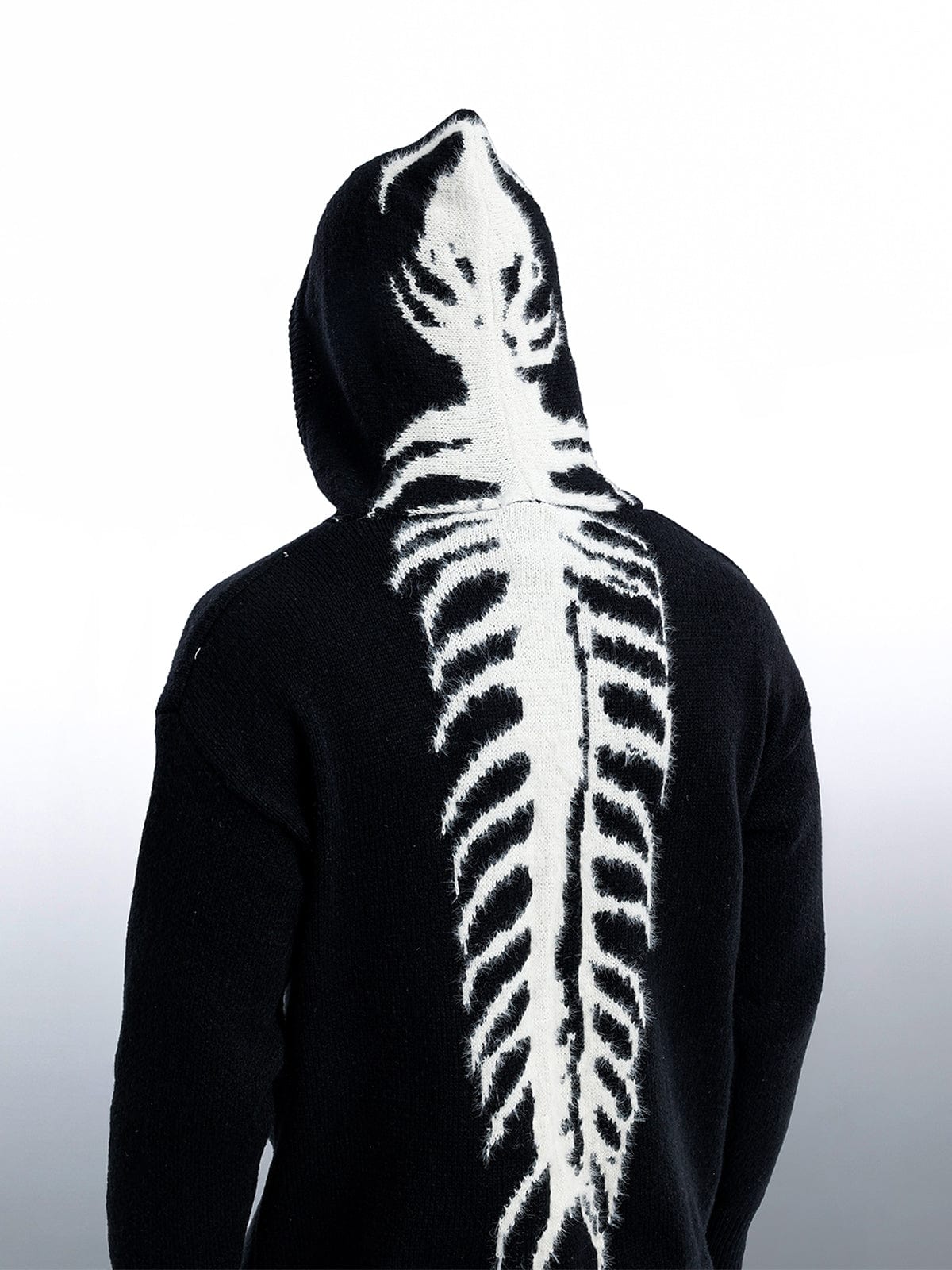 NEV Tailbone Pattern Jacquard Sweater Hoodie