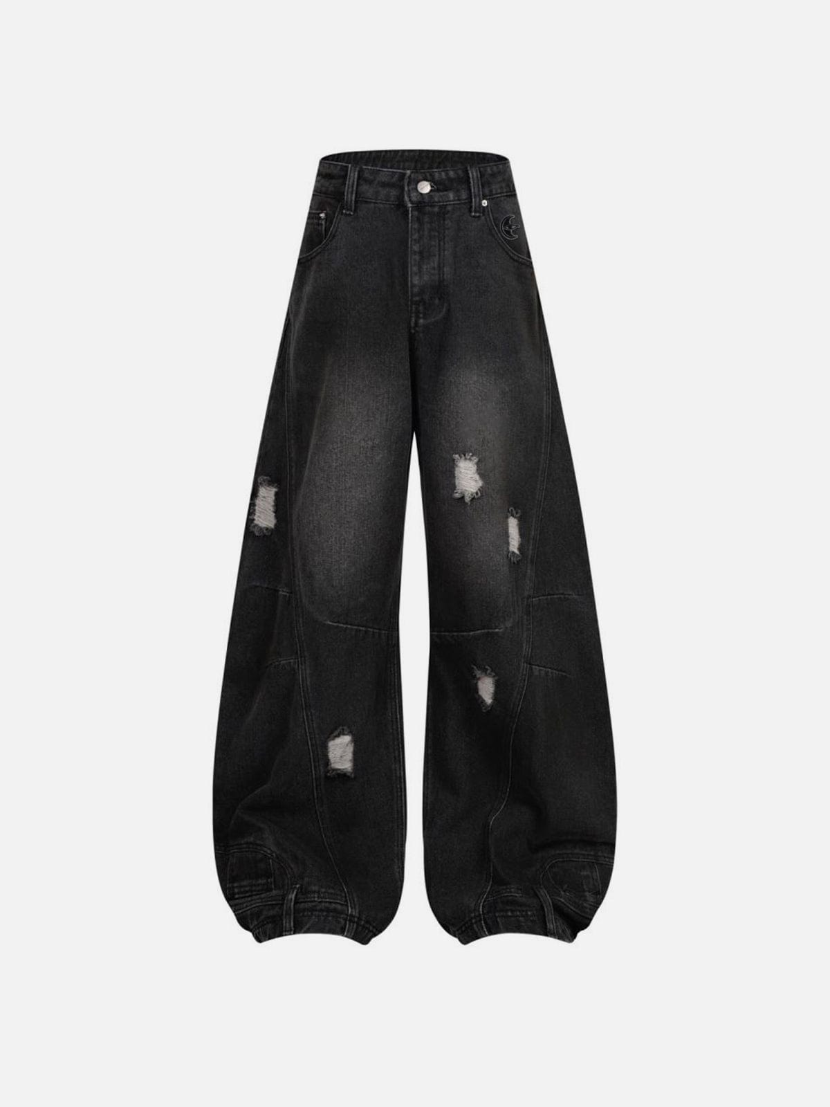 NEV Dirt Color Distressed Reverse Jeans