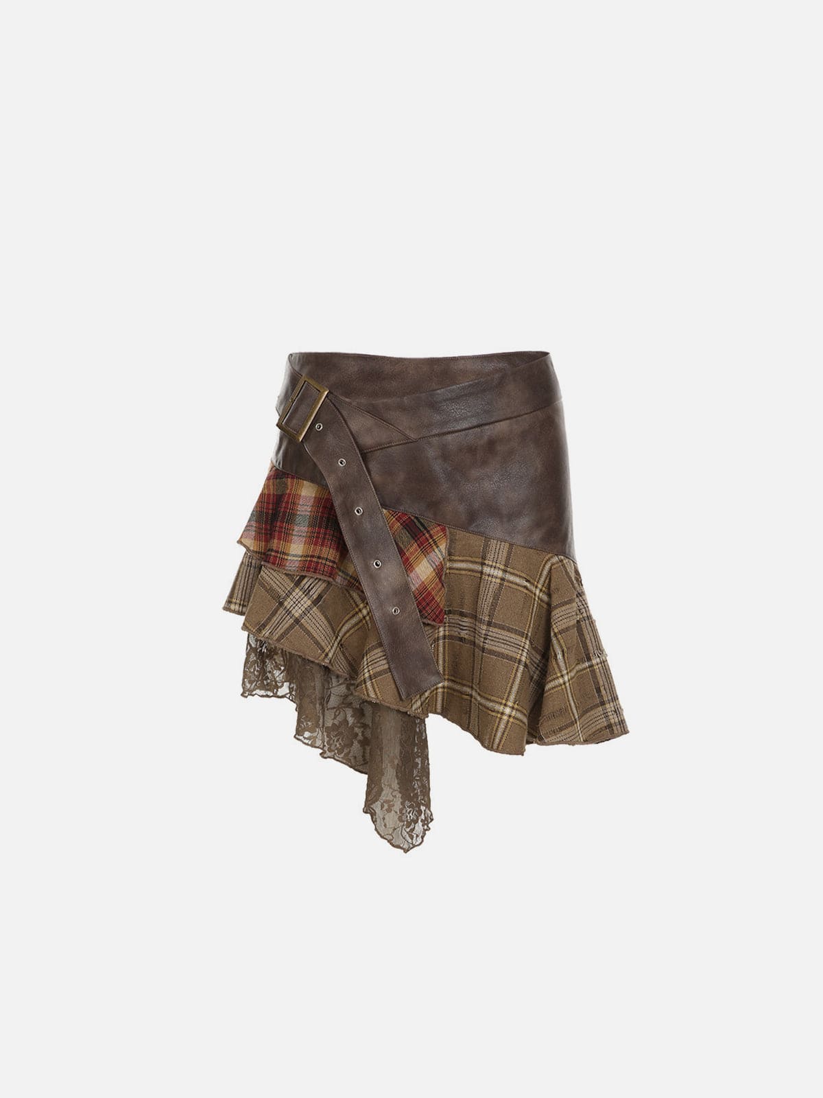 NEV Irregular Plaid Patchwork Skirts