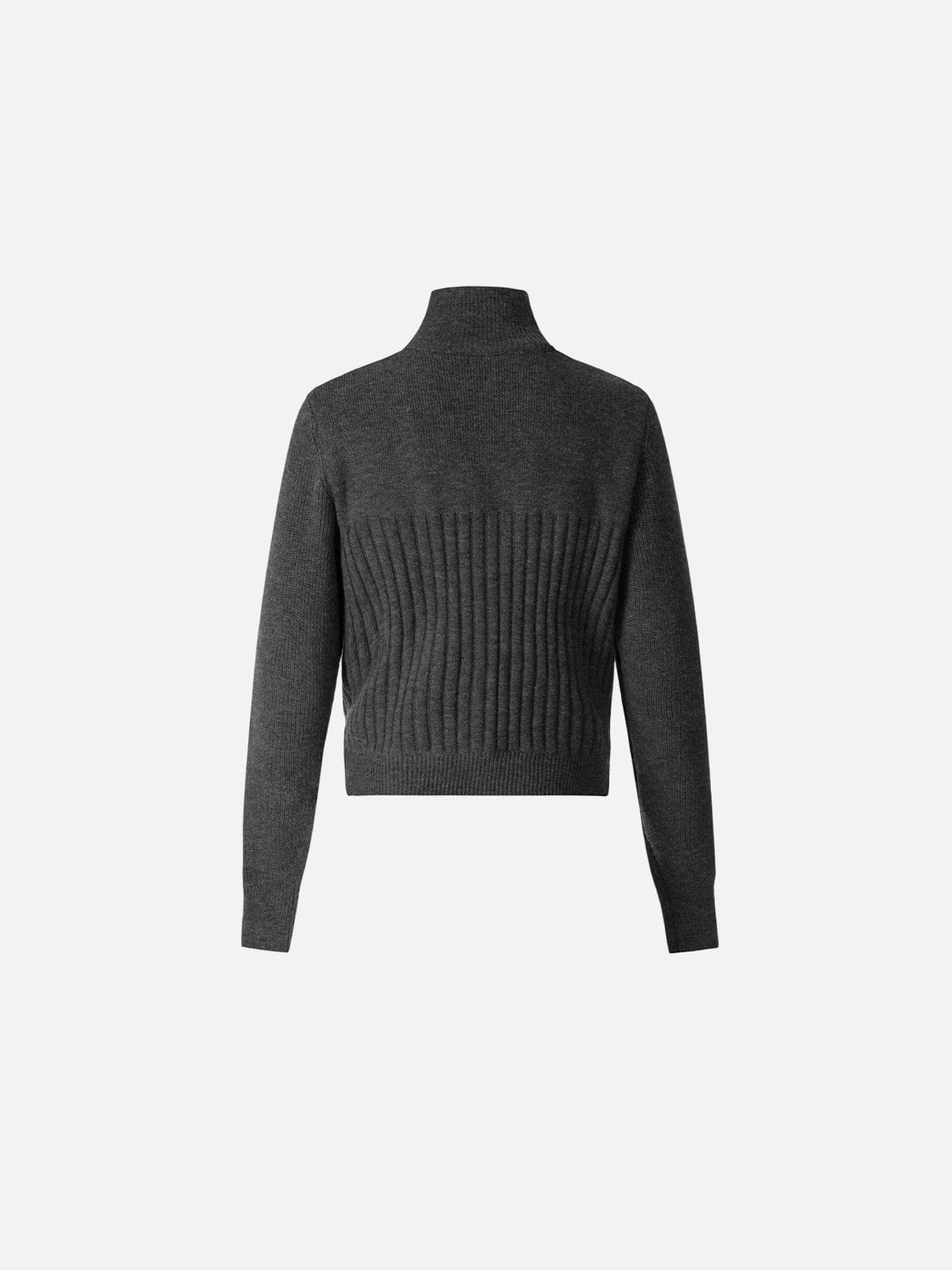 NEV Grey Knit Zip Up Turtleneck Sweater