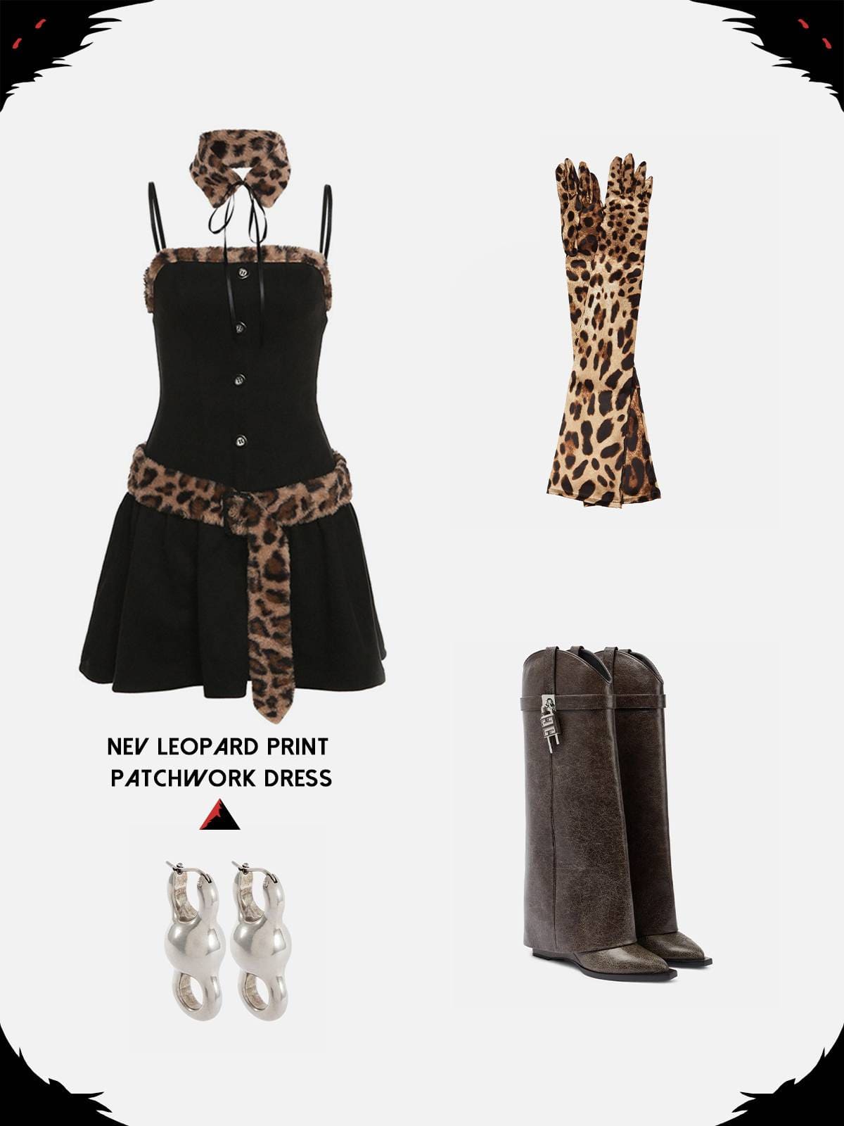 NEV Leopard Print Patchwork Dress