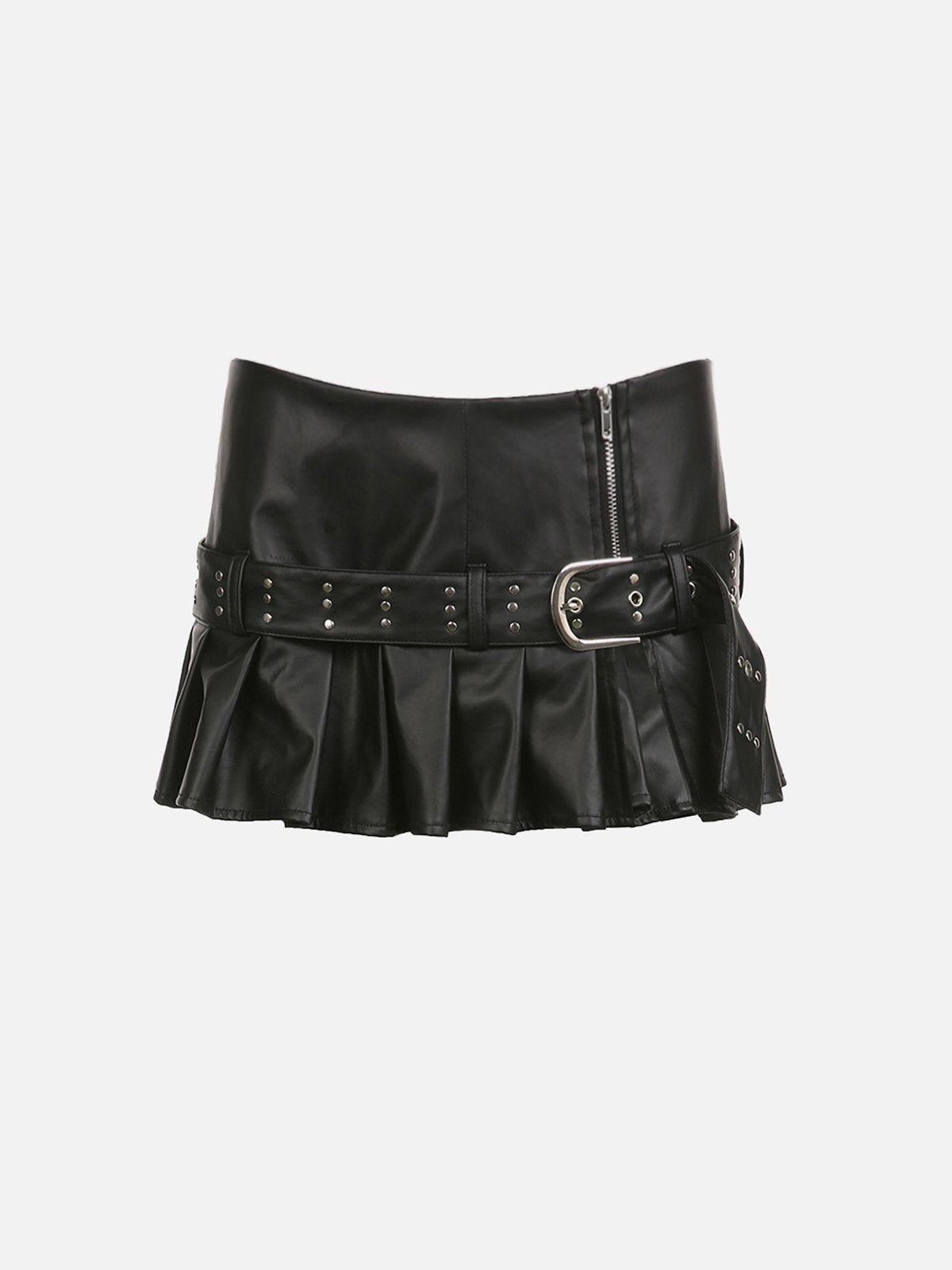 NEV Rivet Wrinkle Faux Leather Skirt