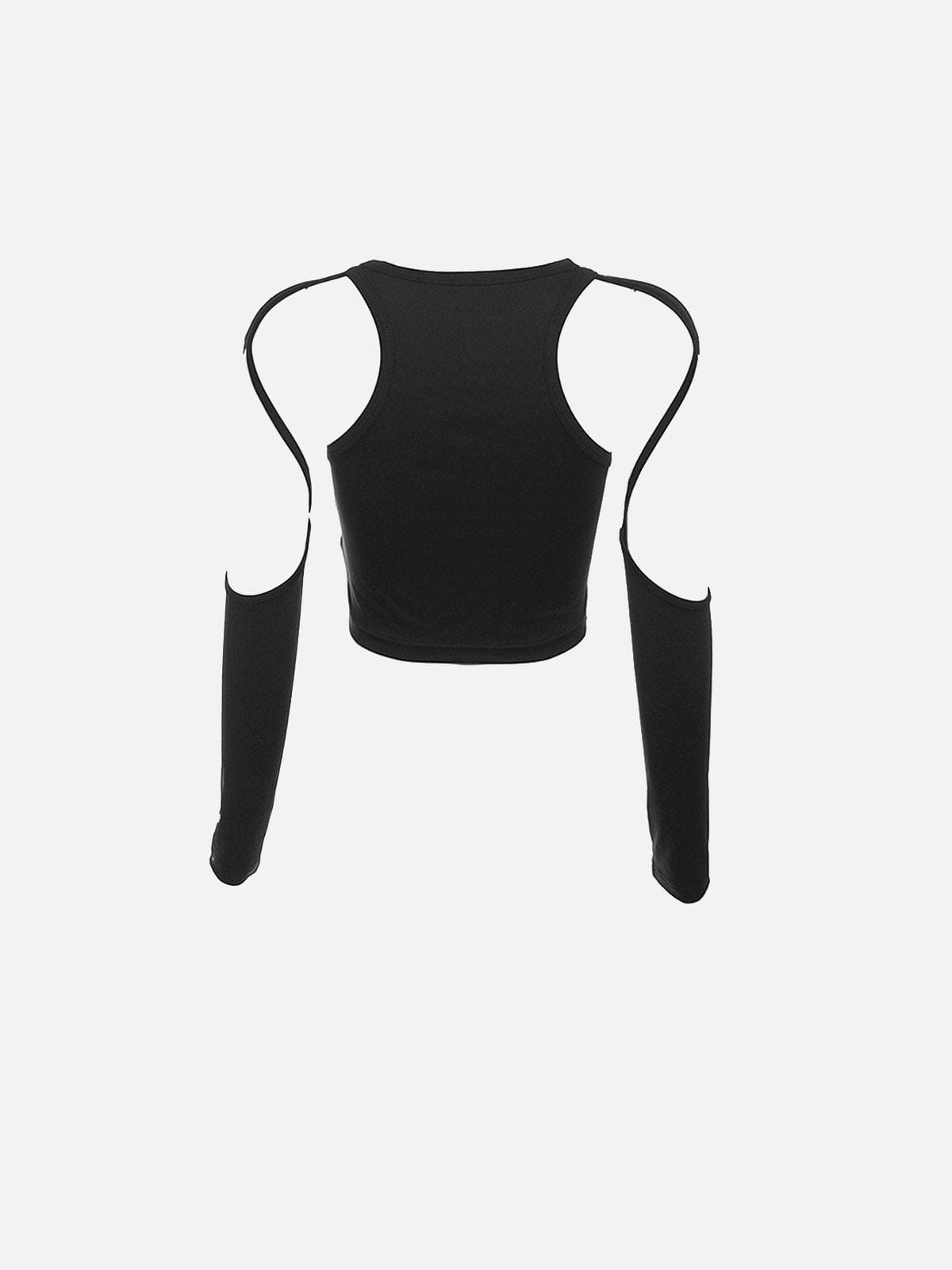NEV Cut-Out Sleeve Crop Top