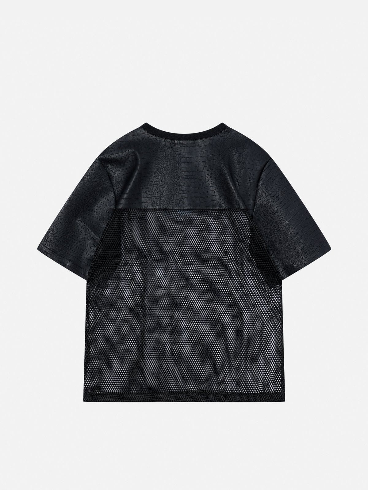 NEV Faux Leather Mesh Patchwork Tee