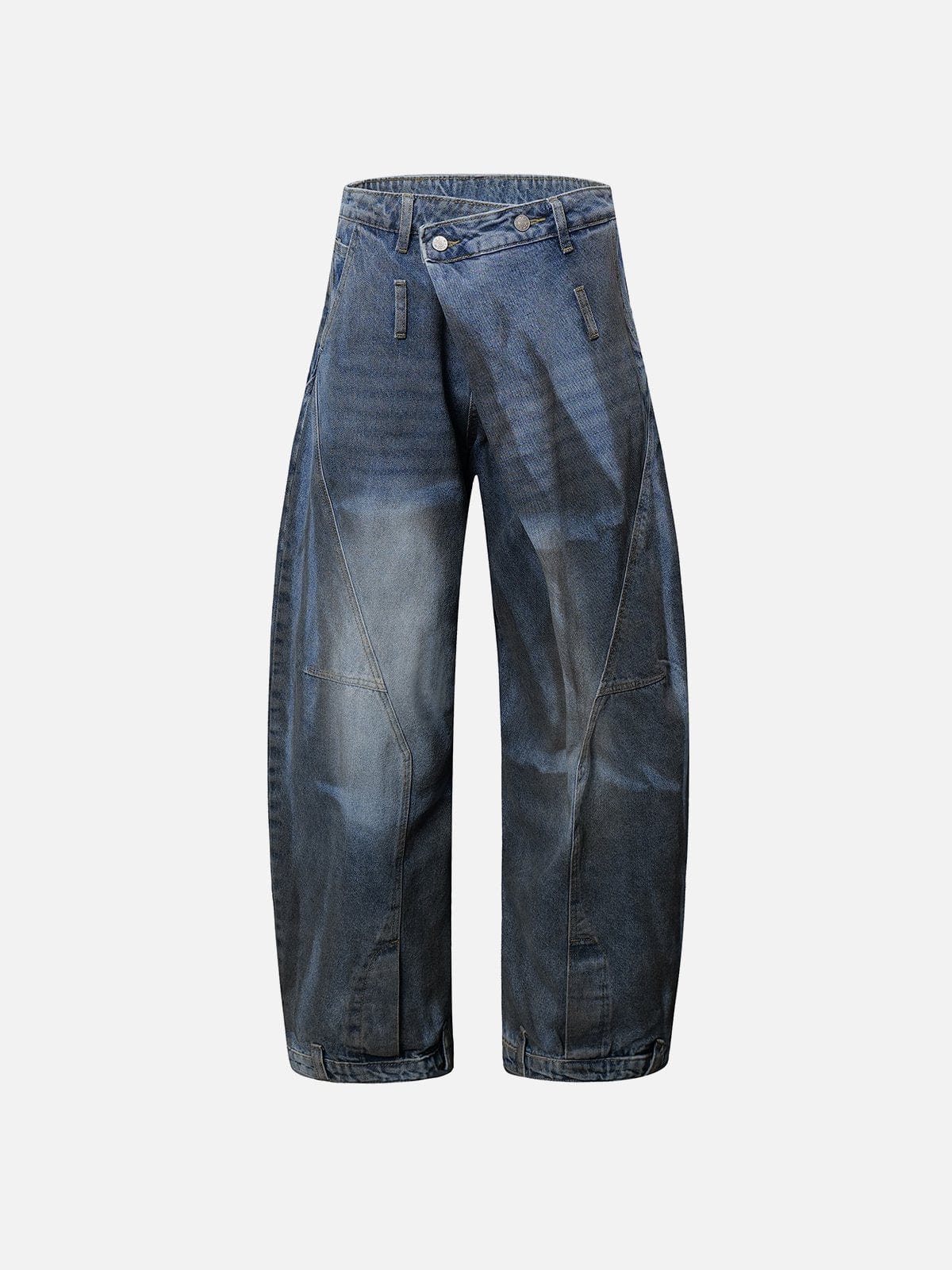 NEV Irregular Waist Washed Baggy Jeans