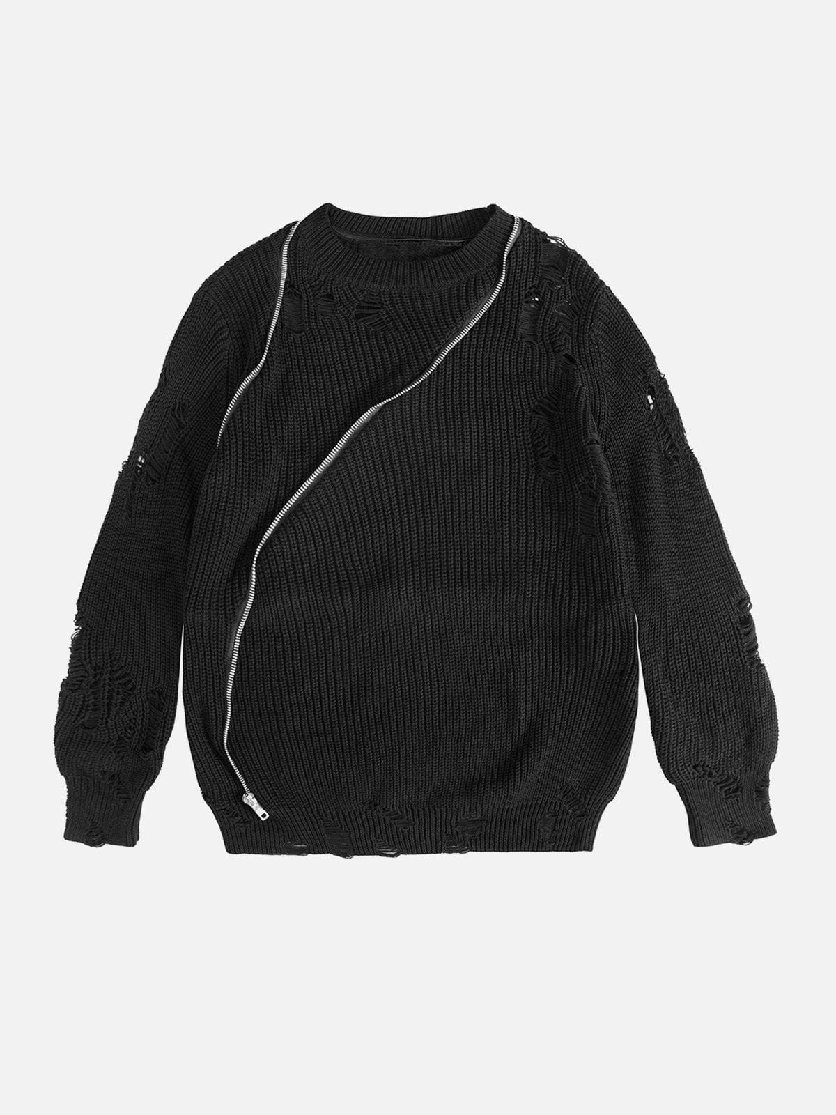 NEV Ripped Zip Sweater