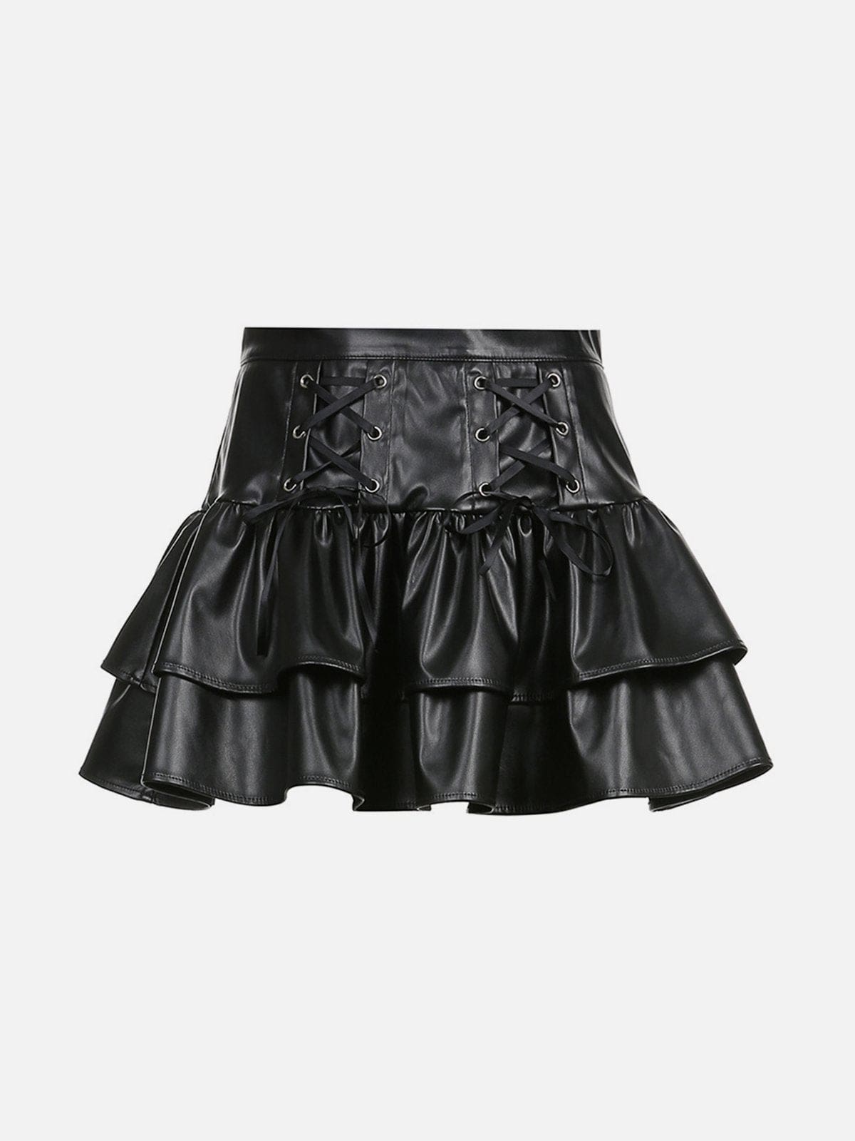 NEV Lace Up Pleated Ruffle Skirt