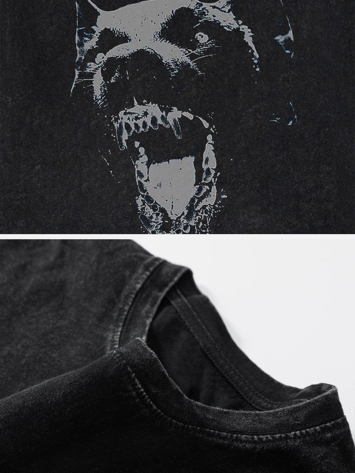 NEV Snarling Dog Graphic Washed Tee