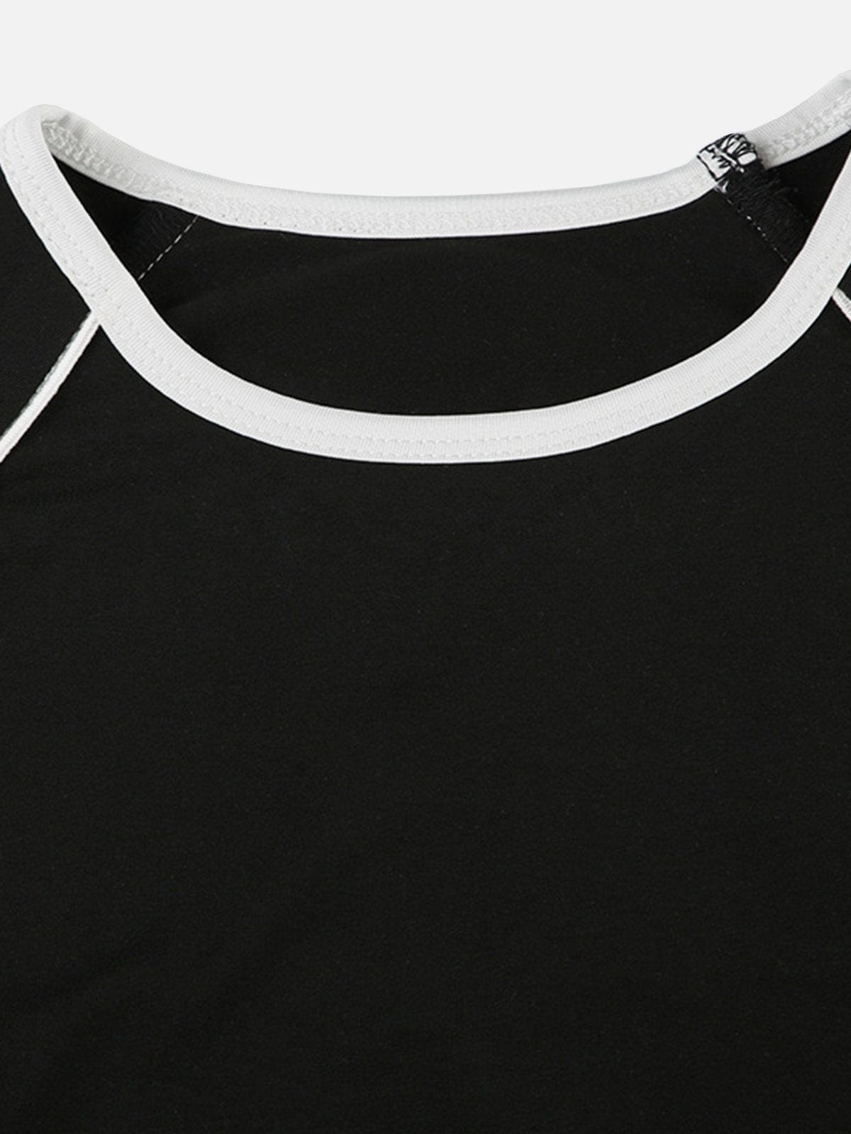 NEV Raglan Black And White Color Block Crop Top