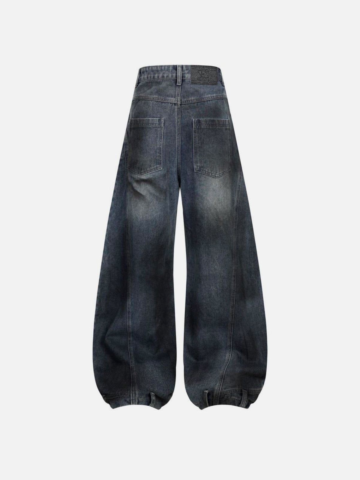 NEV Dirt Color Distressed Reverse Jeans