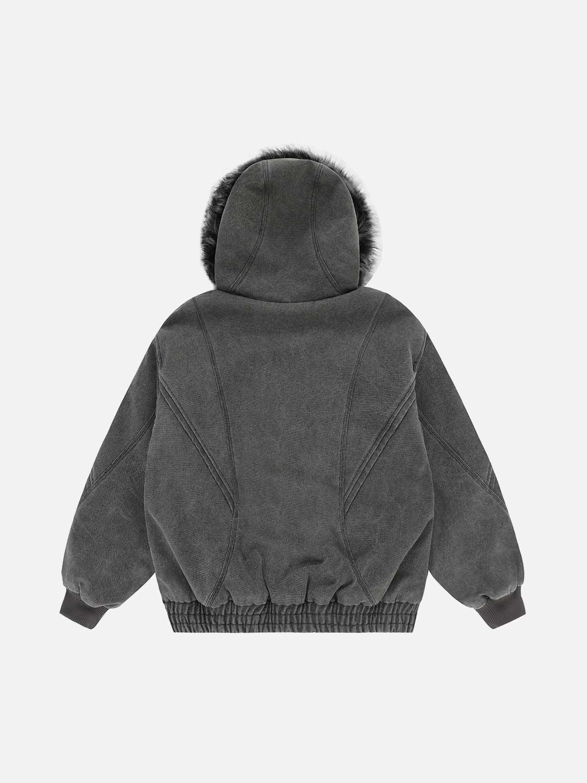 NEV Washed Plush Hooded Coat