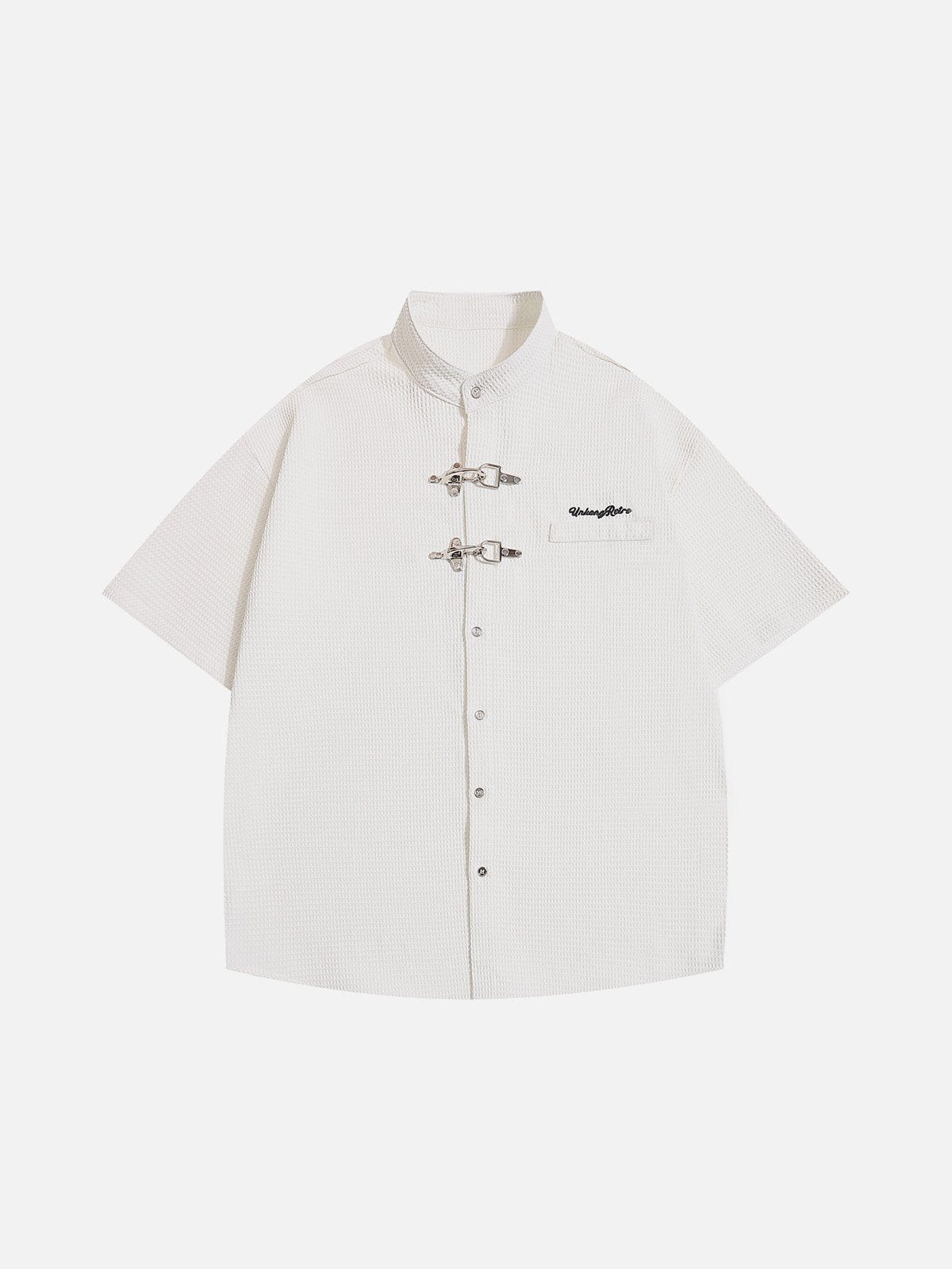 NEV Textured Metal Button Short Sleeve Shirt