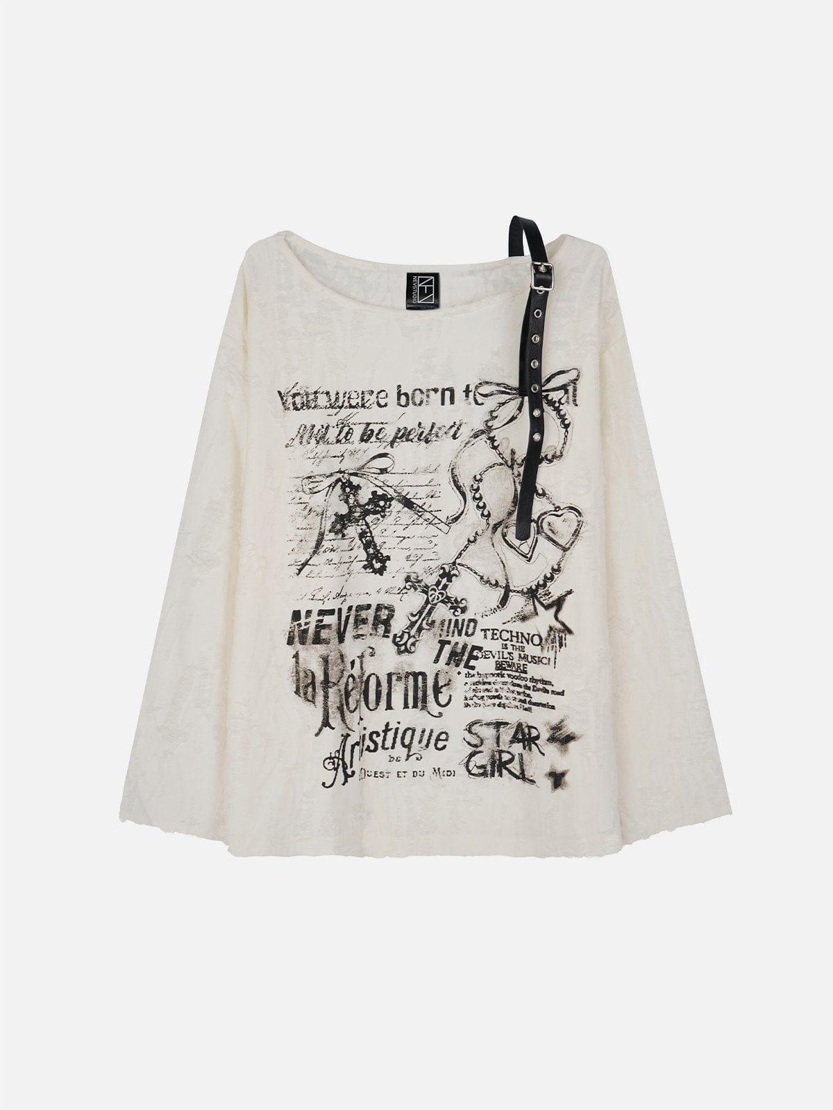 NEV Distressed Print Long Sleeve Tee