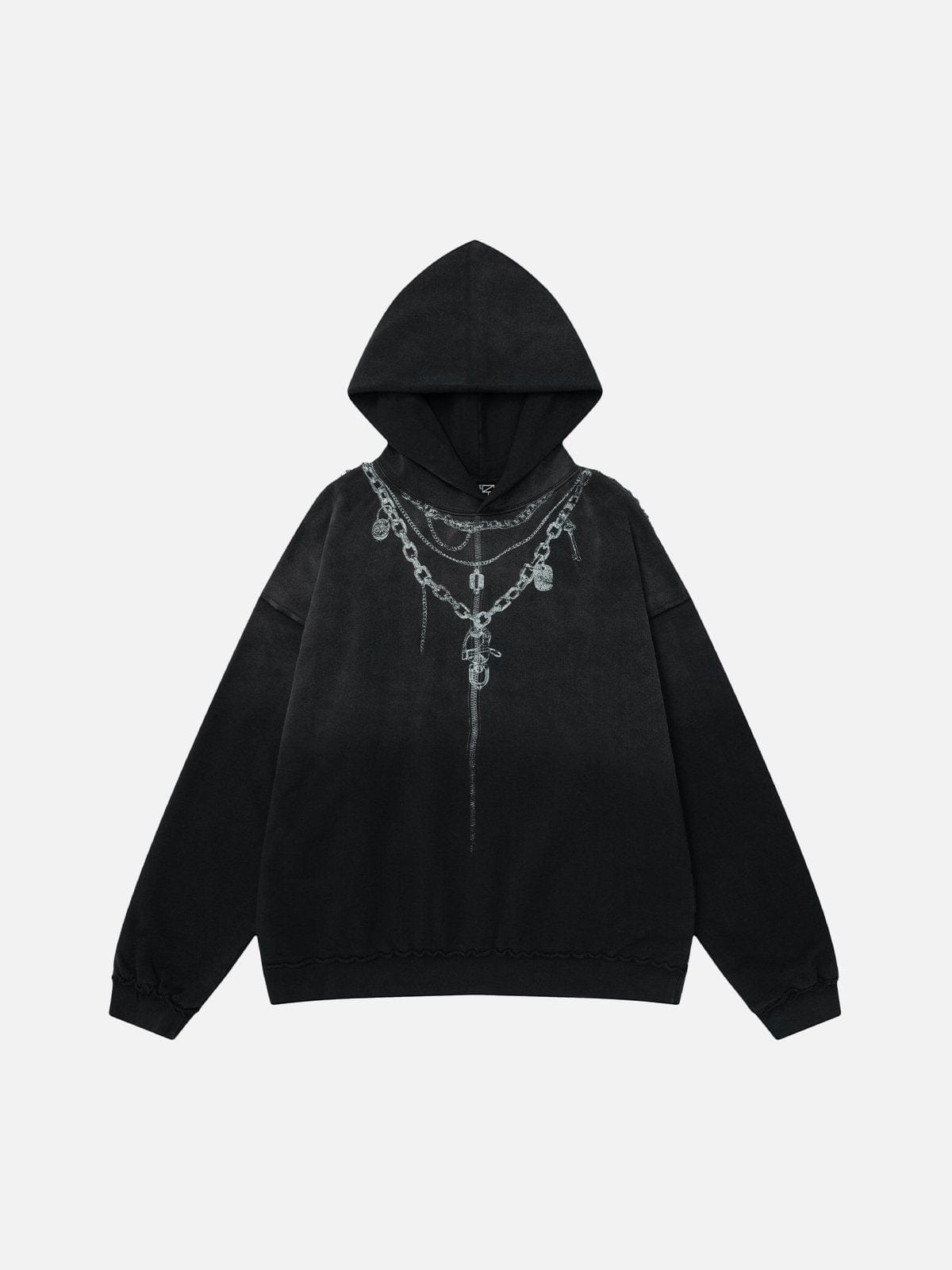 NEV Chain Print Washed Zip Up Hoodie