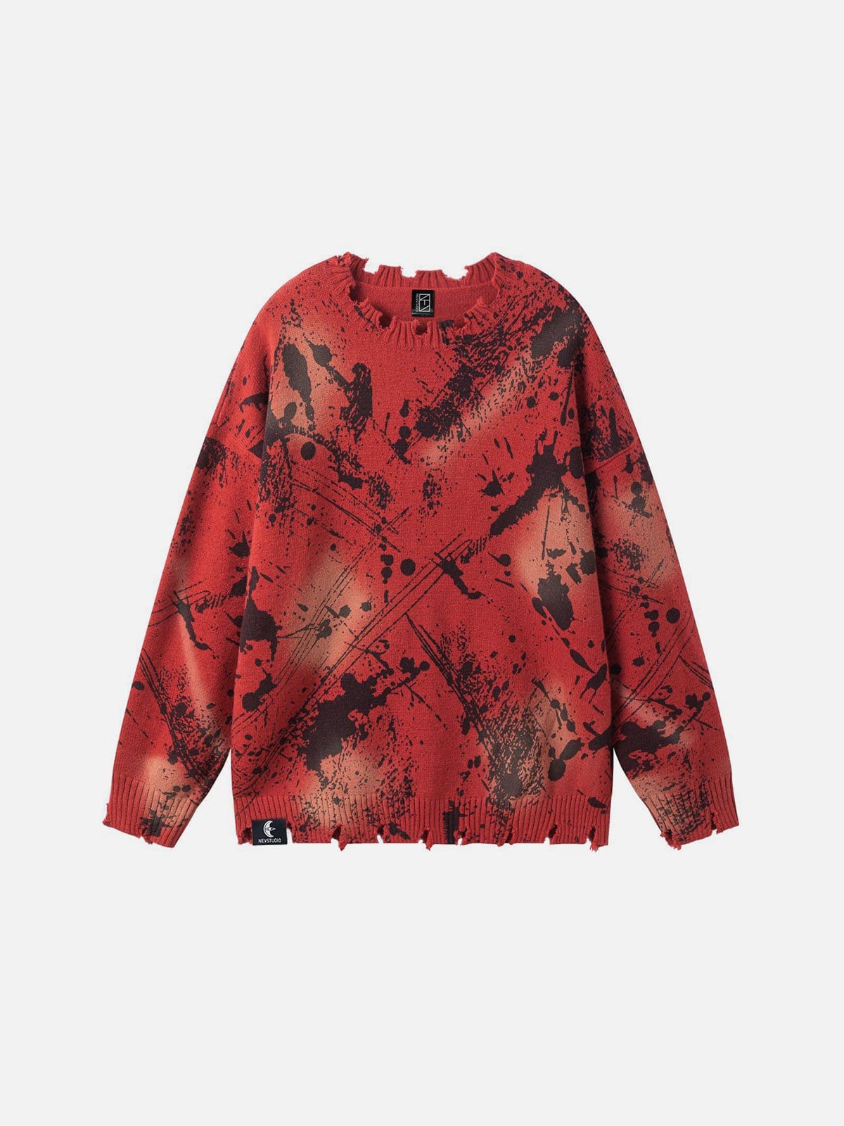 NEV Splash-Ink Graphic Distressed Sweater