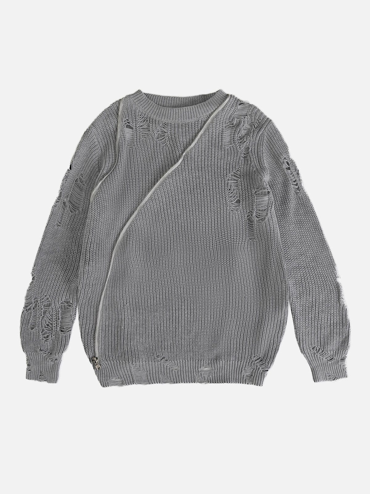 NEV Ripped Zip Sweater