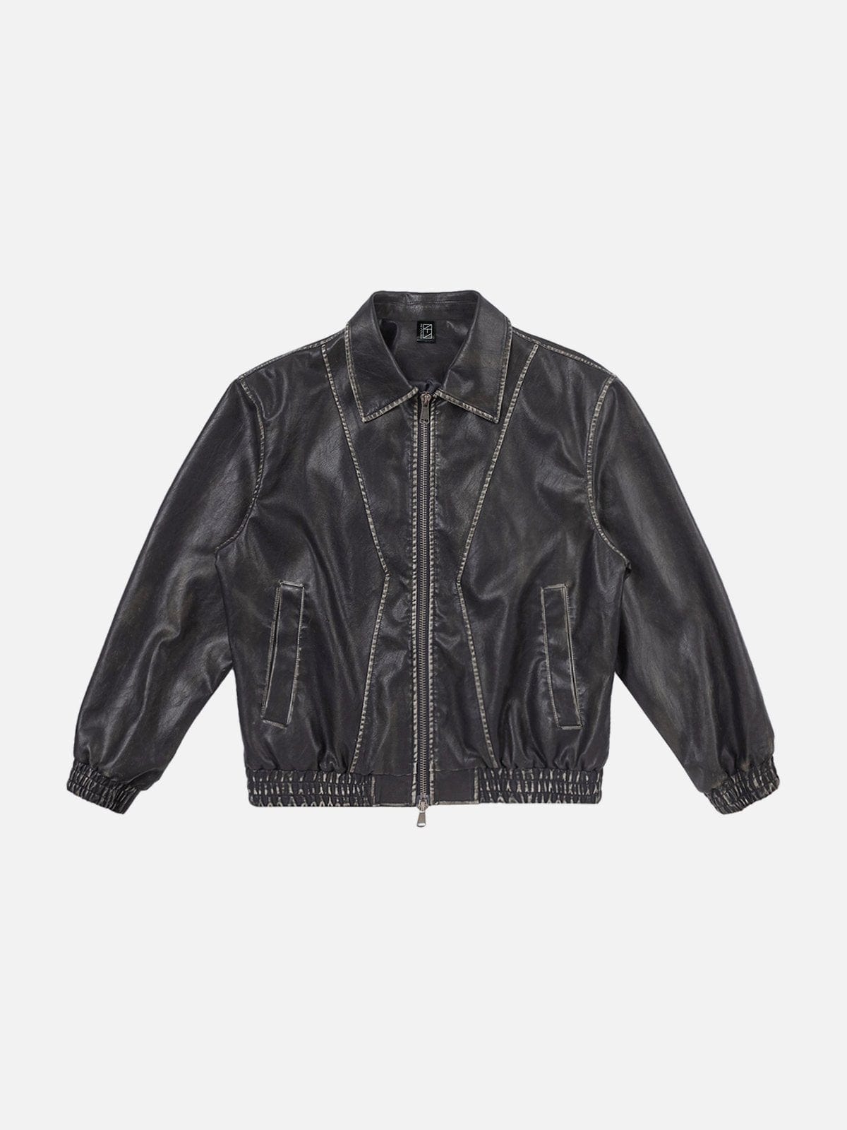 NEV Fold-Over Washed Faux Leather Jacket