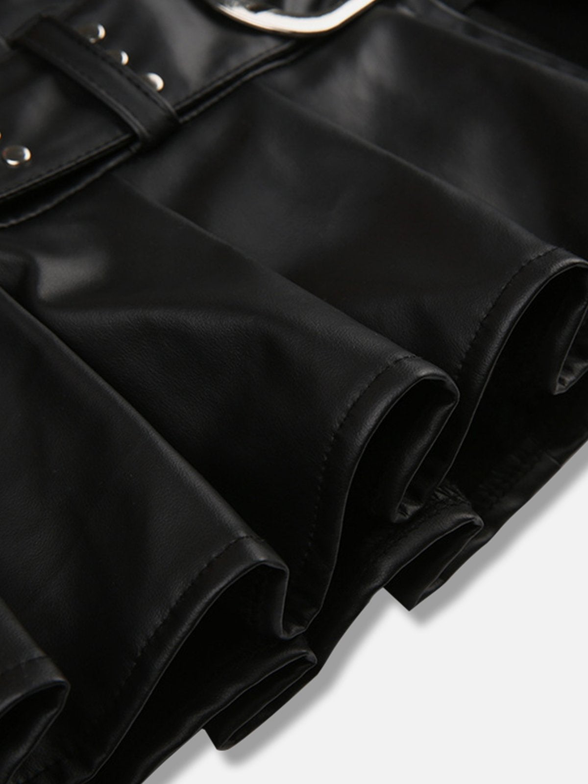 NEV Rivet Wrinkle Faux Leather Skirt