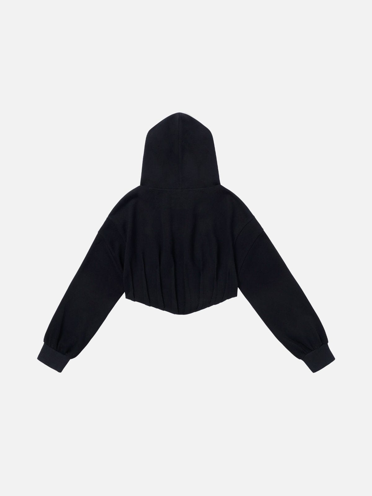 [Eye Of Moon] NEV Embroidery Fishbone Waist Cropped Hoodie