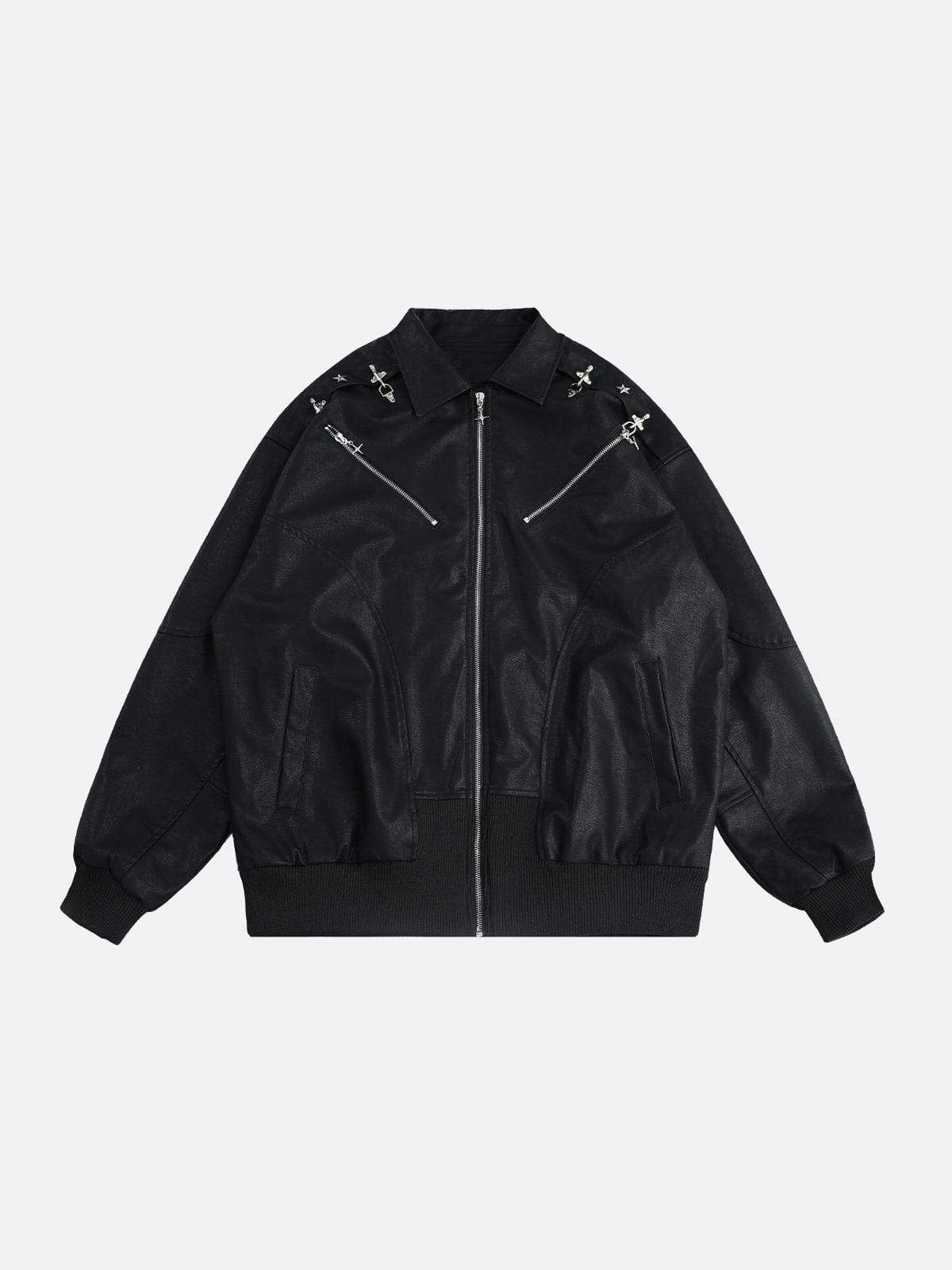 NEV Zip-Button Faux Leather Jacket