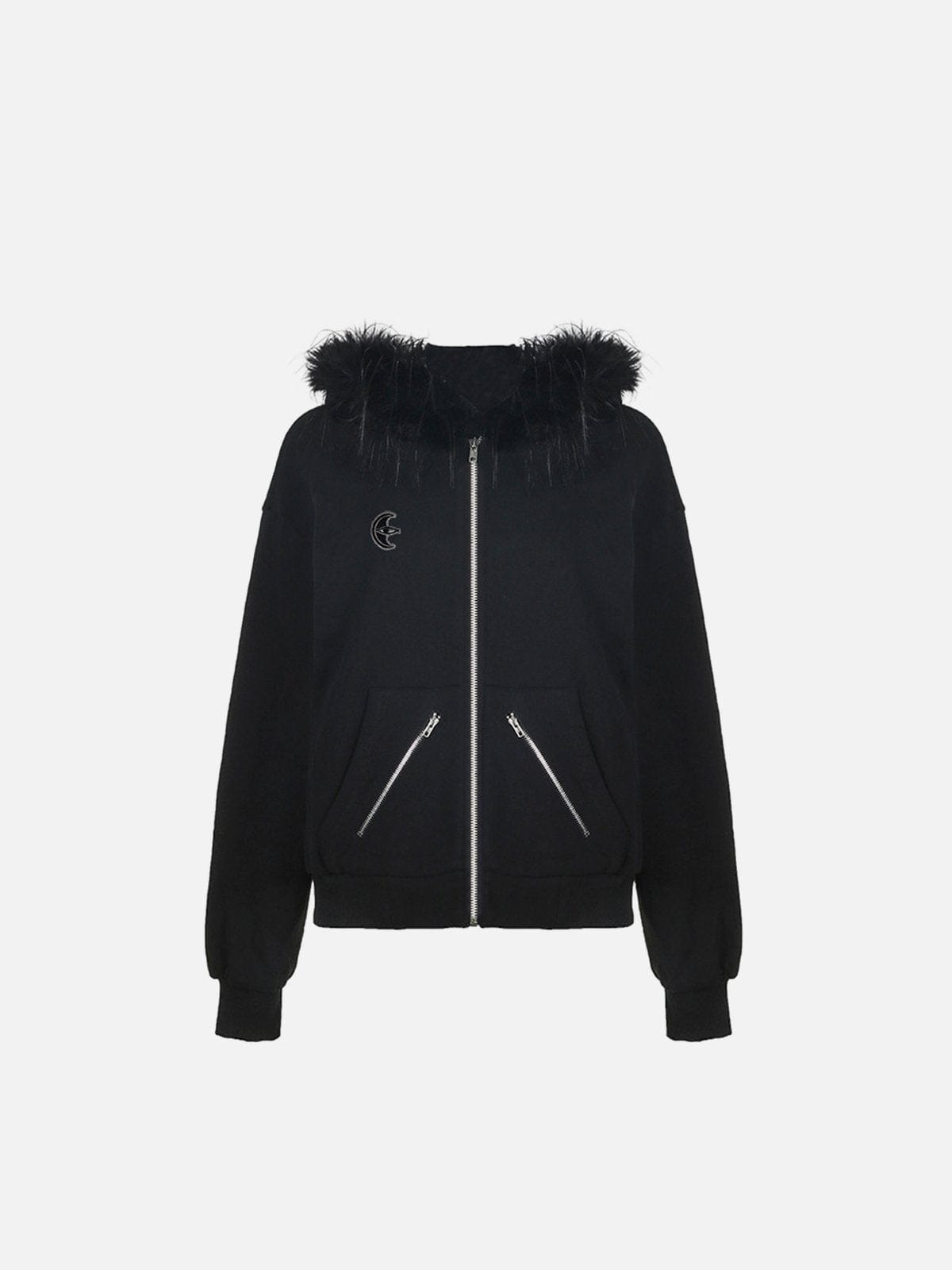 NEV Cropped Plush Zip Up Hoodie