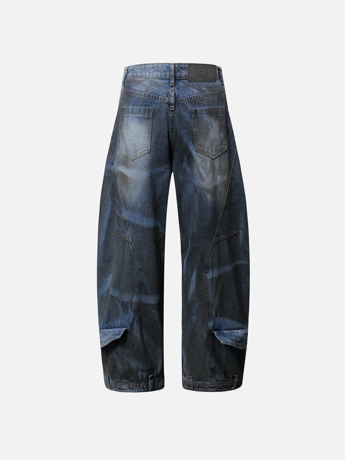 NEV Irregular Waist Washed Baggy Jeans