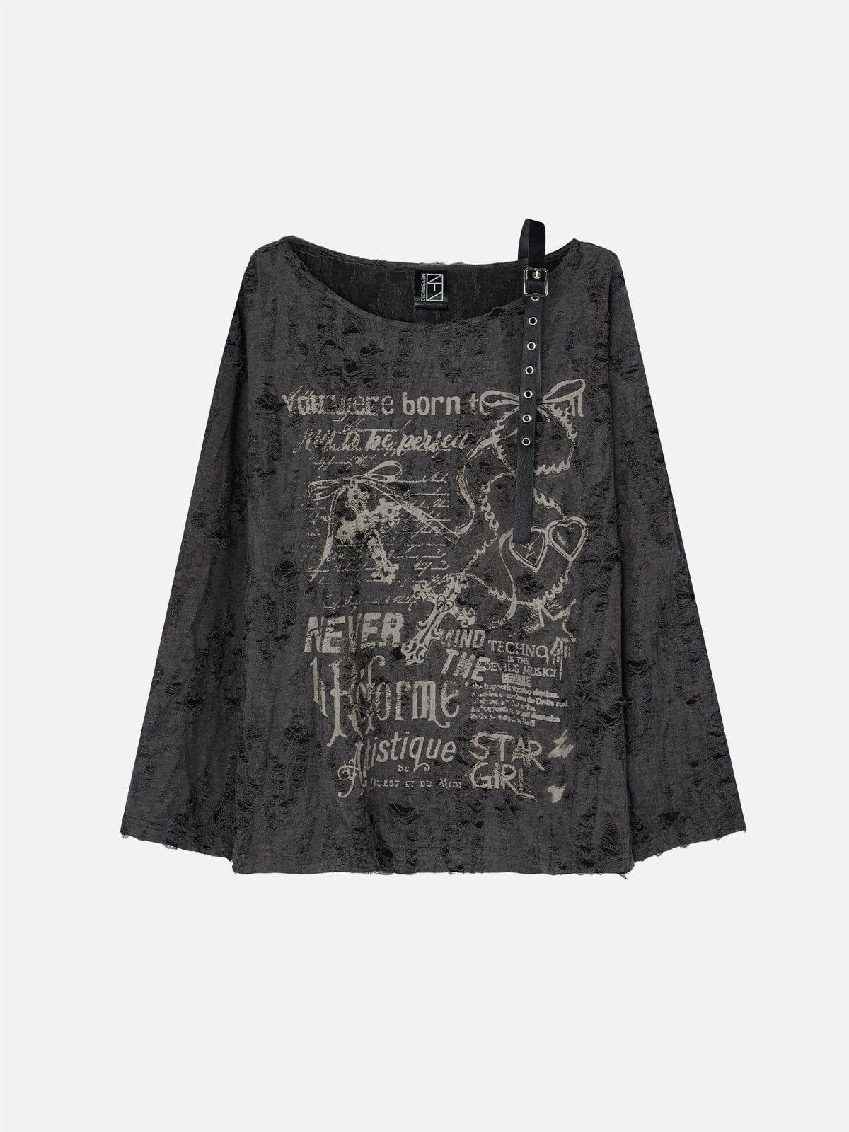 NEV Distressed Print Long Sleeve Tee