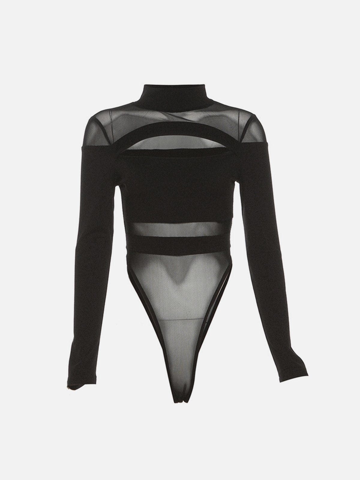 NEV Hollow Mesh Material Splicing Bodysuit