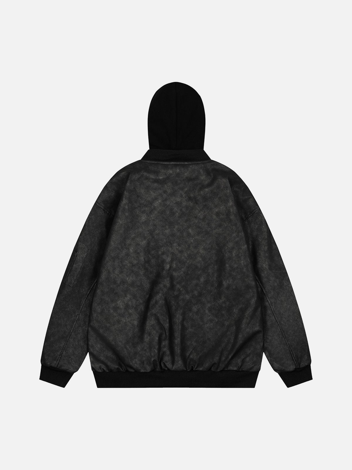NEV Faux Leather Patchwork Hoodie