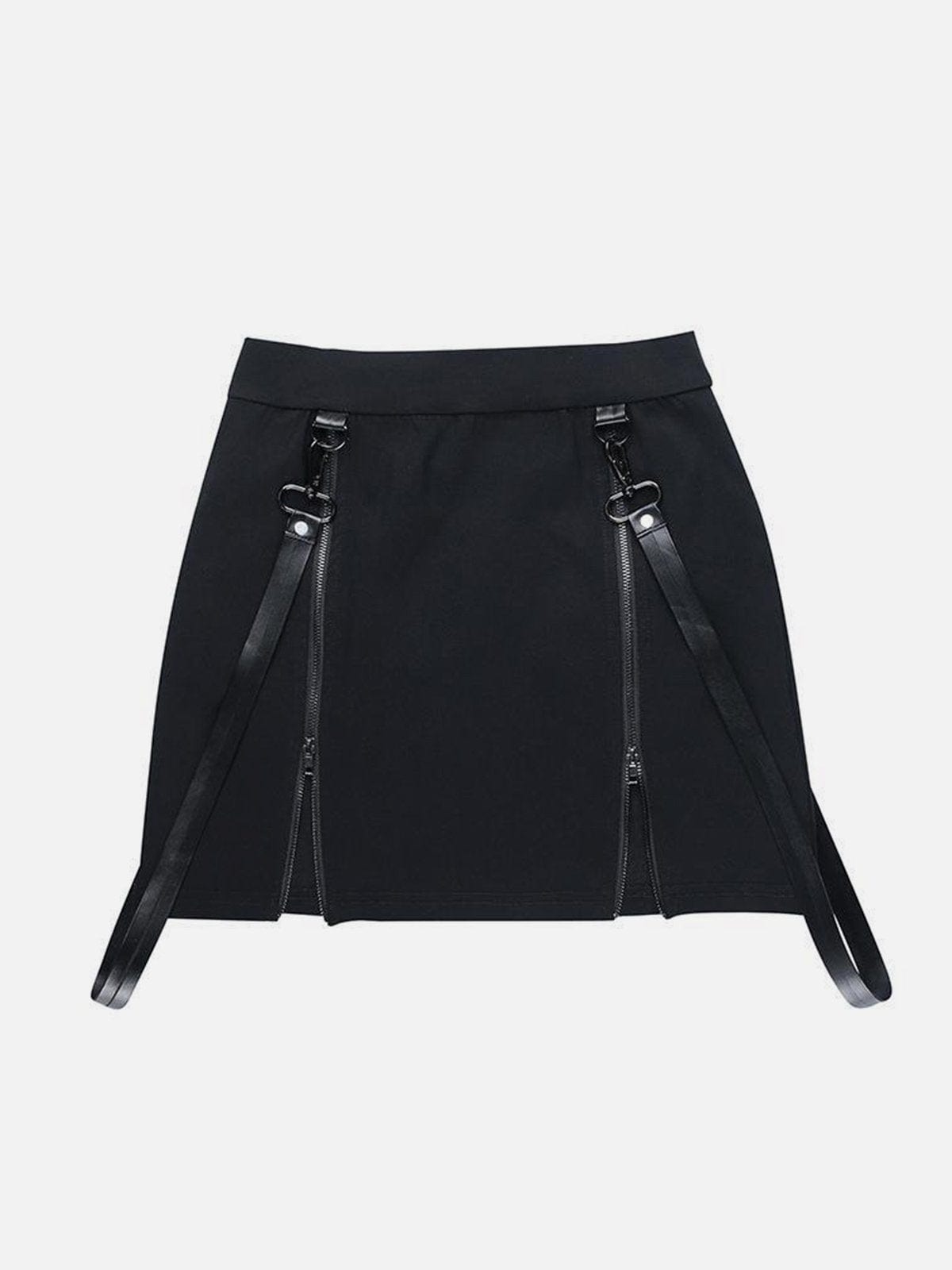 NEV Double Zipper Hip Slit Skirt