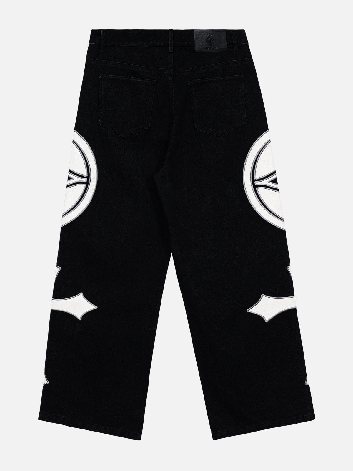 NEV Embroidery Moon Eye Crucifix Jeans