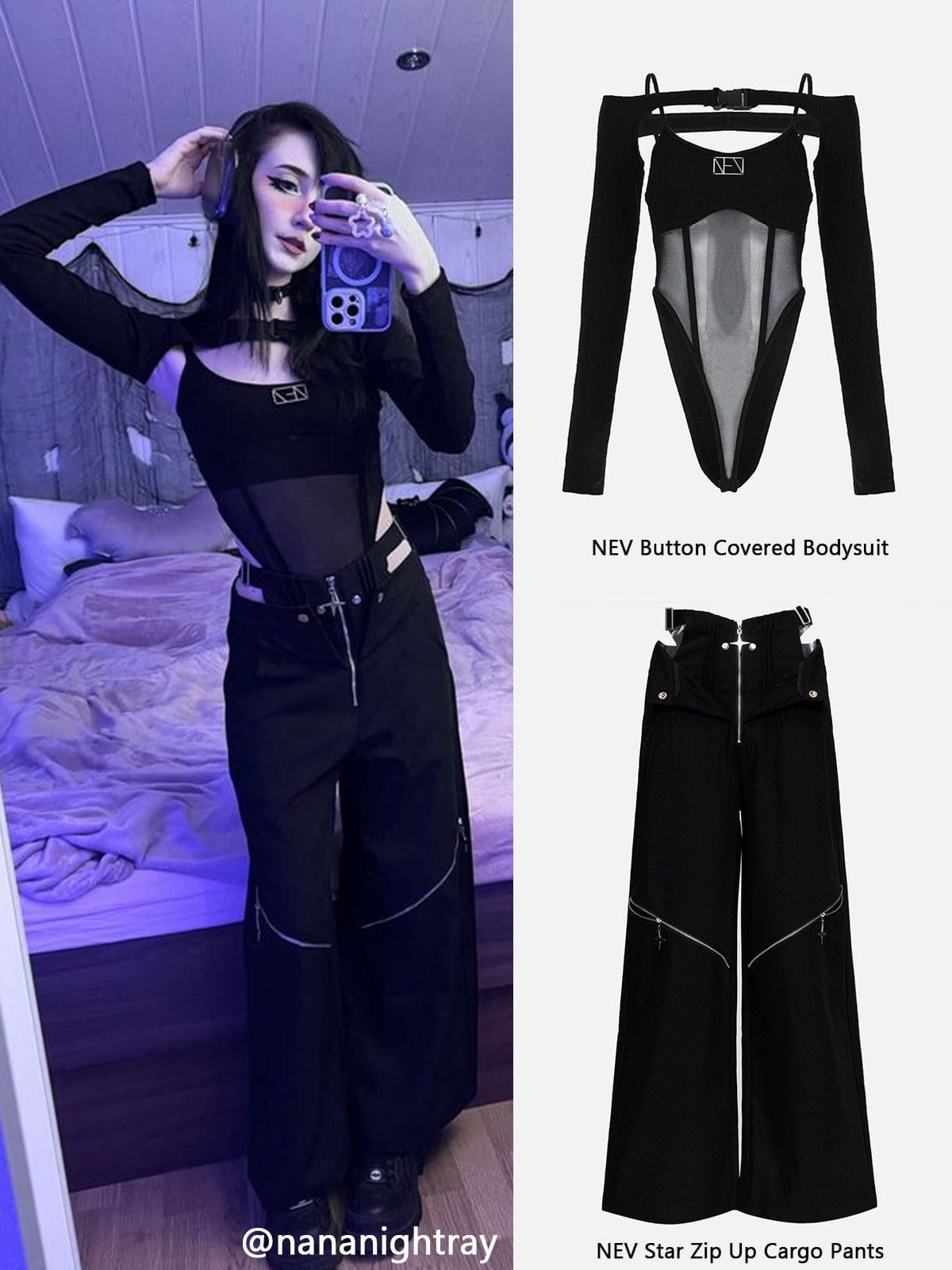 NEV Button Covered Bodysuit