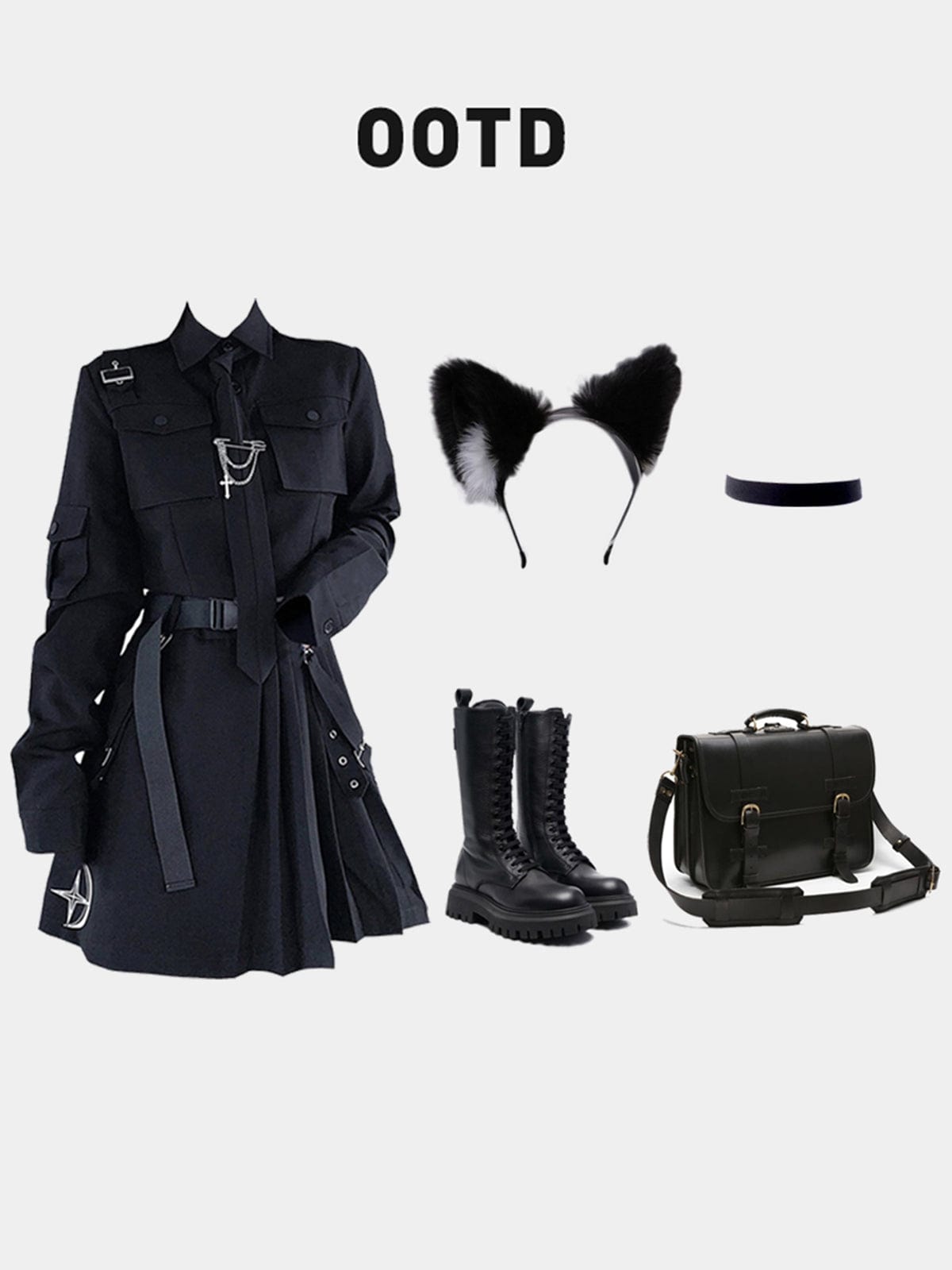 NEV Dark Gothic Exposed Waist Skirt Suit